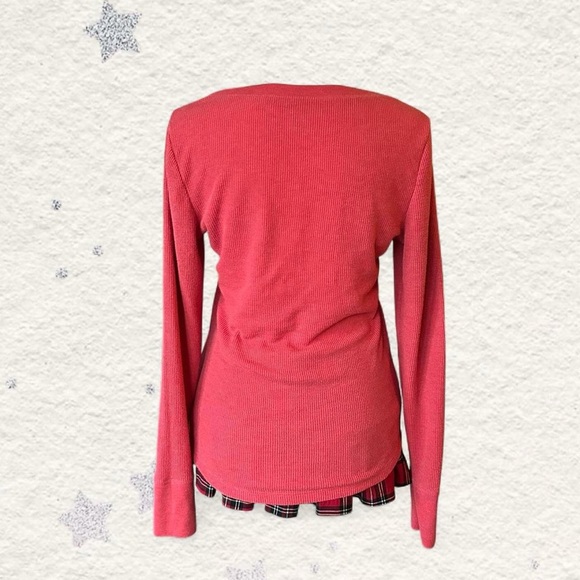 Time & Tru faded red thermal henley top M - Picture 2 of 8